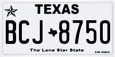 TX license plate BCJ8750