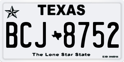 TX license plate BCJ8752