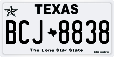 TX license plate BCJ8838