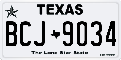 TX license plate BCJ9034