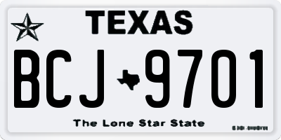 TX license plate BCJ9701