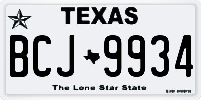 TX license plate BCJ9934
