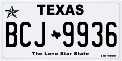 TX license plate BCJ9936