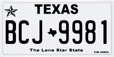 TX license plate BCJ9981