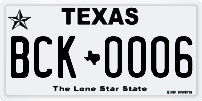 TX license plate BCK0006