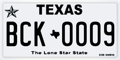 TX license plate BCK0009
