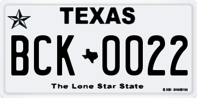 TX license plate BCK0022