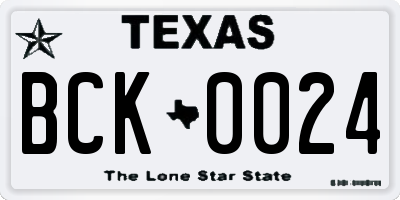 TX license plate BCK0024