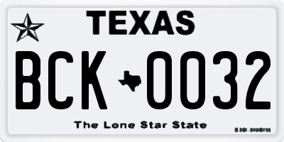 TX license plate BCK0032