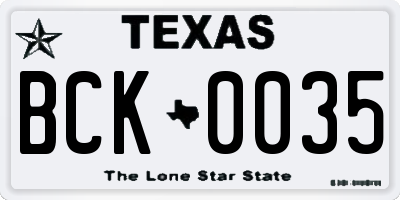 TX license plate BCK0035