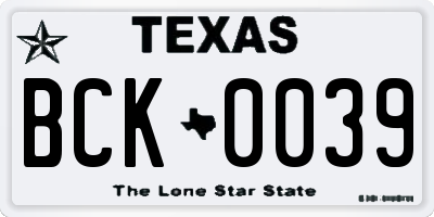 TX license plate BCK0039