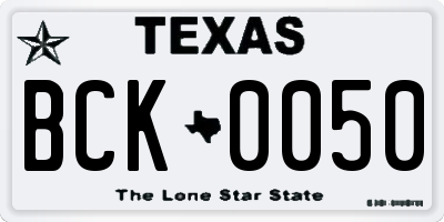 TX license plate BCK0050