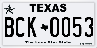 TX license plate BCK0053