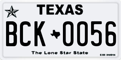 TX license plate BCK0056