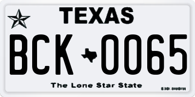 TX license plate BCK0065