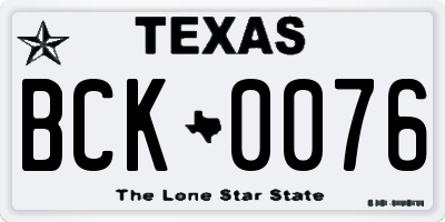 TX license plate BCK0076