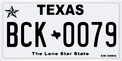 TX license plate BCK0079