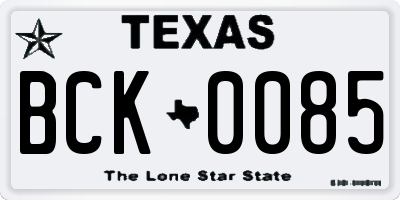 TX license plate BCK0085