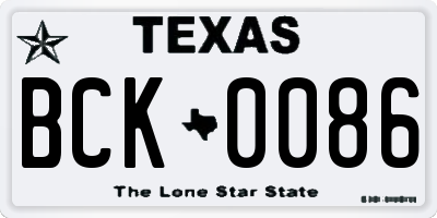 TX license plate BCK0086