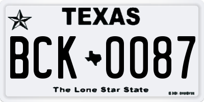 TX license plate BCK0087