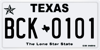 TX license plate BCK0101