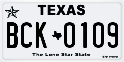 TX license plate BCK0109
