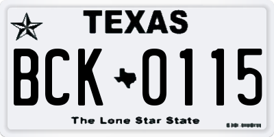TX license plate BCK0115