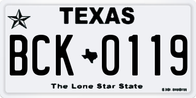 TX license plate BCK0119