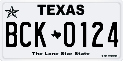 TX license plate BCK0124