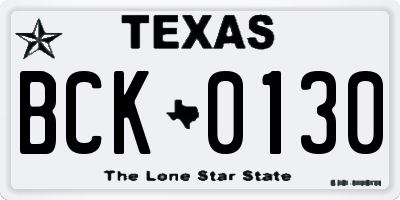 TX license plate BCK0130
