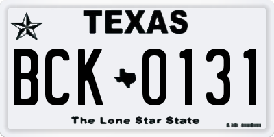 TX license plate BCK0131