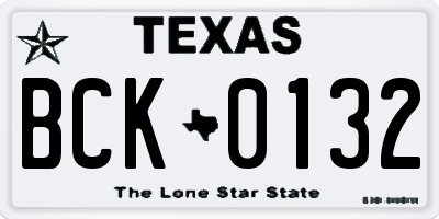 TX license plate BCK0132