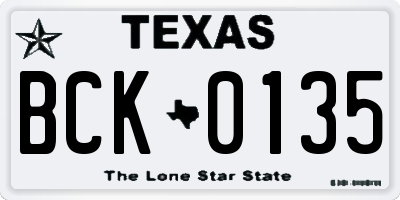 TX license plate BCK0135