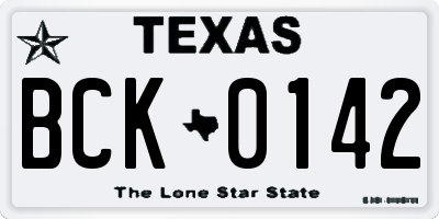TX license plate BCK0142
