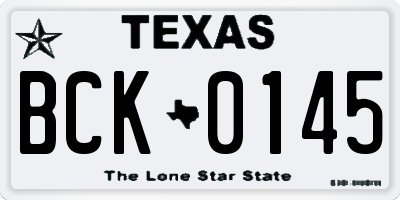 TX license plate BCK0145