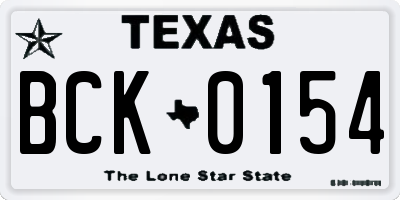 TX license plate BCK0154
