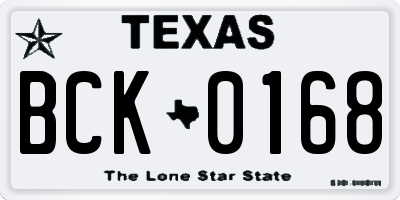 TX license plate BCK0168