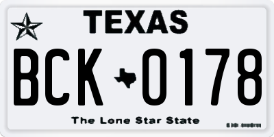 TX license plate BCK0178