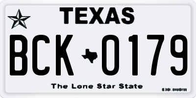TX license plate BCK0179