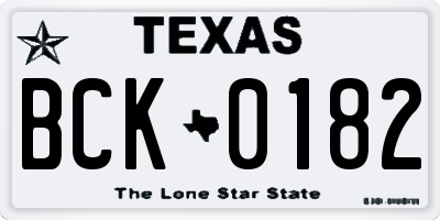 TX license plate BCK0182