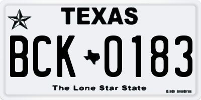 TX license plate BCK0183