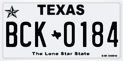 TX license plate BCK0184