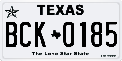 TX license plate BCK0185