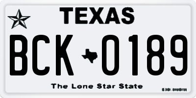 TX license plate BCK0189