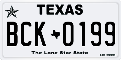 TX license plate BCK0199