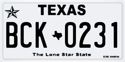 TX license plate BCK0231