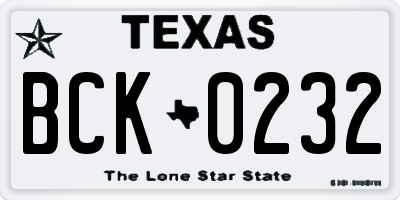 TX license plate BCK0232