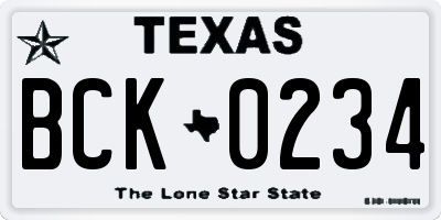 TX license plate BCK0234