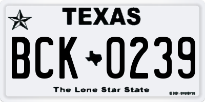 TX license plate BCK0239