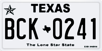 TX license plate BCK0241